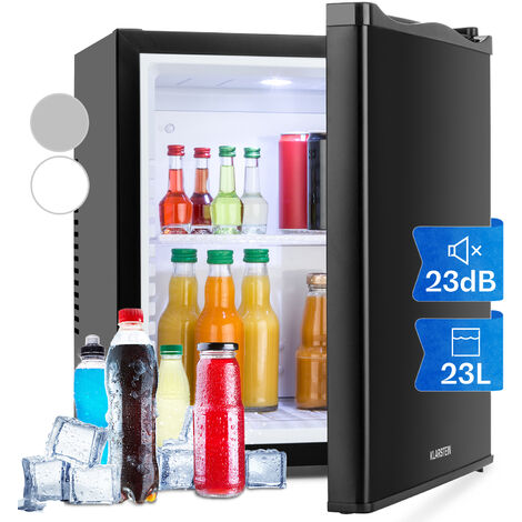 Klarstein Mini Fridge for Bedrooms, Food, Drinks, Beer & Skincare Fridge Cooler, Interior Lighting Drinks Fridge, 23L Table Top Fridge w/ Adjustable Shelves, Quiet & Small Fridge For Home & Office