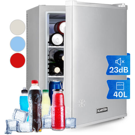 Klarstein – Mini frigo 40L silencieux – Réfrigérateur compact avec étagères réglables – 5-15°C – Éclairage LED – Pour camping et chambre