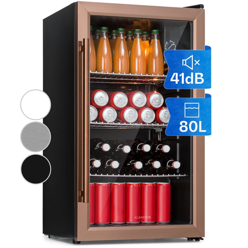 Klarstein - Mini Frigo de Chambre de 80L pour Boissons et Bieres, Frigo xxl Silencieux, Mini Bar Intérieur/Ext, Petit Refrigérateur Camping, Stockage