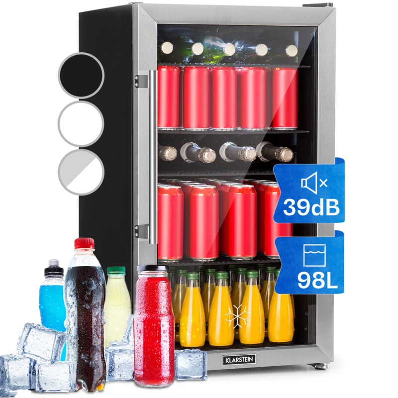 Klarstein Mini Frigo de Chambre et Bureau pour Boisson, Petit Frigo Silencieux, Refrigerateur Mini Bar 98L, Petit Réfrigérateur Camping, Étagères