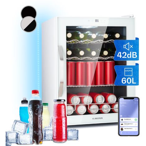 Klarstein Réfrigérateur de 74L, Petit Frigo, Mini Bar, LCD, 5-18°C,  Minibar, Mini Frigo Étagères Amovibles, Blanc