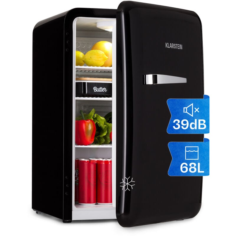Klarstein Mini Frigo de Chambre pour Boissons, Petit Frigo Silencieux, Design Vintage, Mini Bar Intérieur, Bières, Petit Refrigerateur Camping,