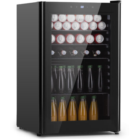 Klarstein Mini Kühlschrank mit Glastür & LED, Mini-Kühlschrank für Zimmer, Getränkekühlschrank Klein mit Herausnehmbaren 4 Ablagen, Kleiner Kühlschrank 115L, Indoor/Outdoor Kühlschrank Leise, 0-10°C