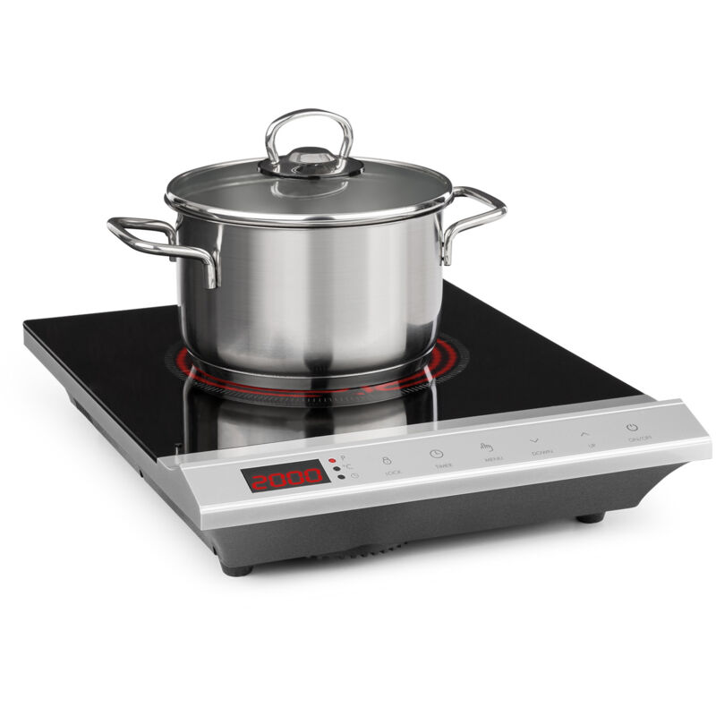 Klarstein - MisterCook Plaque de cuisson à induction - Table infrarouge en vitrocéramique - minuterie 3h - 2000W - design inox brossé