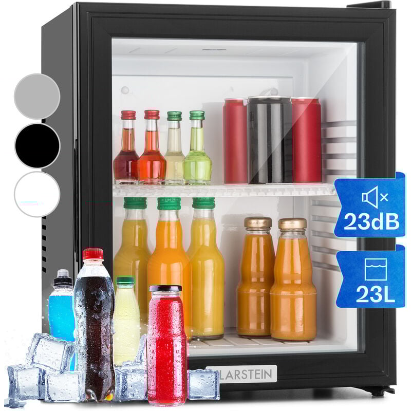 Klarstein Brooklyn Mini Frigo de Chambre, Mini Bar, Refrigerateur Aliments, Boissons, Porte en Verre, Etagères Réglables, Petit Frigo Camping,