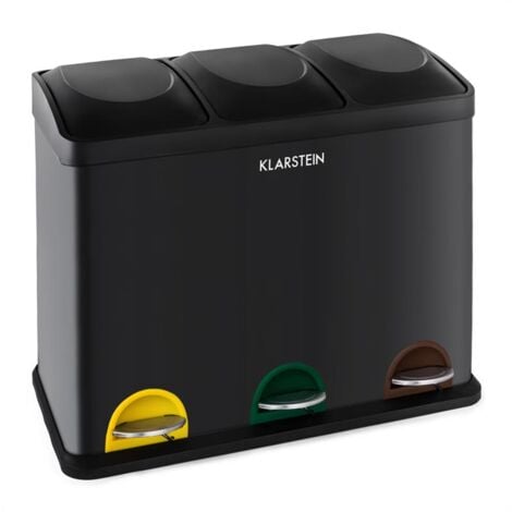 Klarstein Ökosystem Mülleimer Treteimer Mülltrenner 45L (3x15 L) schwarz