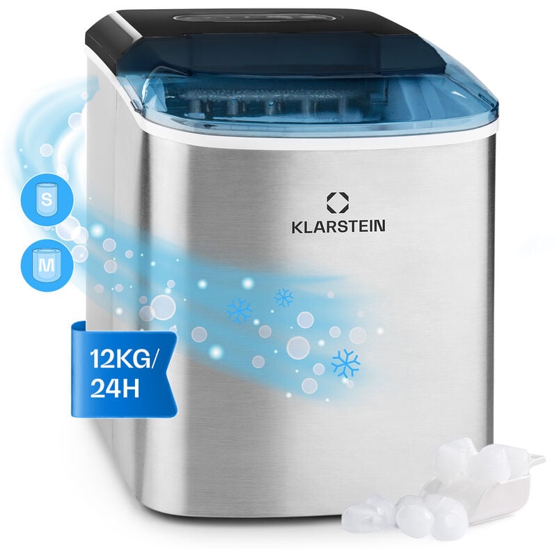 Klarstein - On-The-Rocks Machine à glaçons led 12kg / 24h réservoir 2,1L inox
