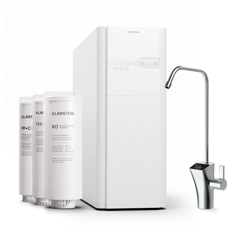 Klarstein Osmoseur Eau Potable Système de Filtration d'Eau par Osmose Inverse Maison 600GPD Filtre Osmoseur Inverse Domestique 99.99% Pureté