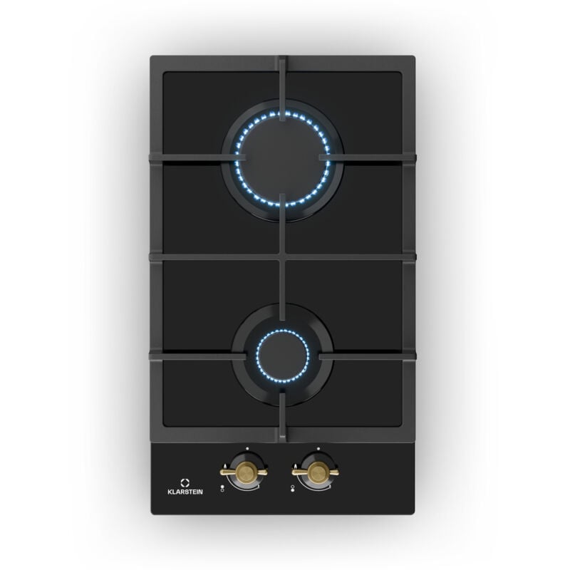 Klarstein - Plaque de cuisson à gaz encastrée , Plaque à gaz, 2 Brûleurs , gaz naturel/gaz propane, Tables de Cuisson à gaz, Rechaud à gaz,