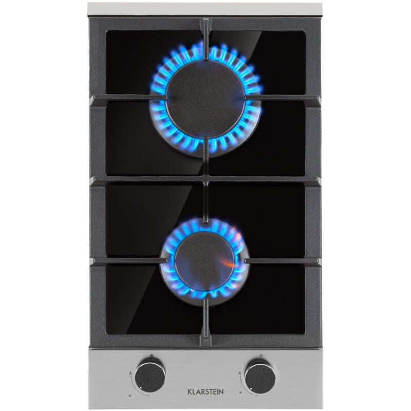Klarstein - Plaque de Cuisson Gaz 2 Feux, Table de Cuisson à Gaz 2 Brûleurs, Plaque Gaz 4.2 kW, Piano Cuisine Gaz en Acier Inoxydable, Plaque de