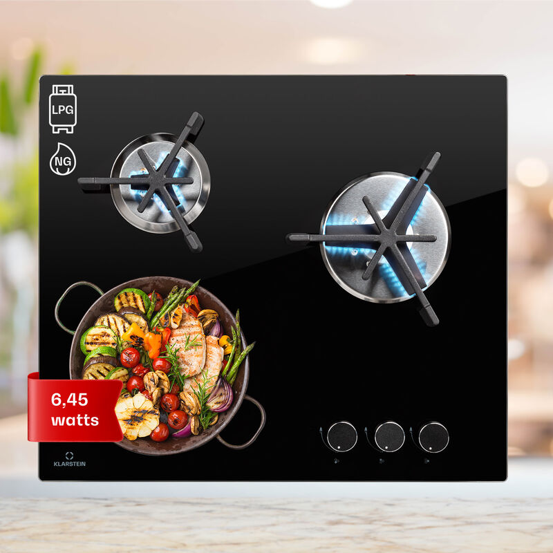 Klarstein - Plaque de Cuisson Gaz 3 Feux, Table de Cuisson à Gaz à 3 Brûleurs, Plaque Gaz de 6.45kW, Piano Cuisine Gaz en Acier Inoxydable, Plaque de
