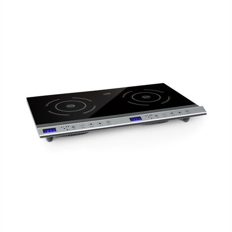 Klarstein – Plaque induction 3100W – 2 foyers avec réglage 10 niveaux – Surface en verre – Minuterie jusqu'à 180 min – Détection automatique de casserole