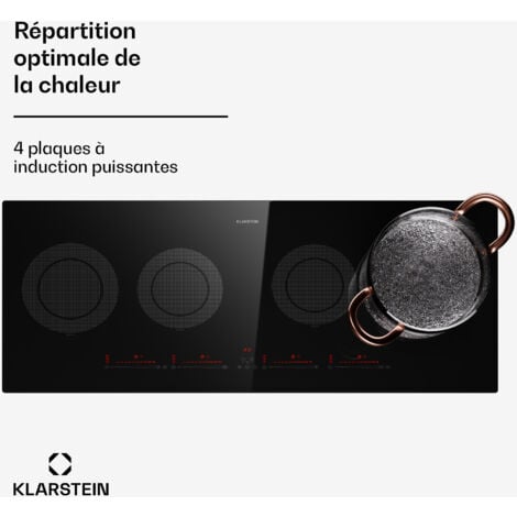 Klarstein Plaque Induction en Céramique 11600W, Plaque de Cuisson Electrique à Induction, Plaque Induction 5 Feux, Tables de Cuisson, Plaques chauffantes Flex Zone, Rechaud Electrique Cuisine