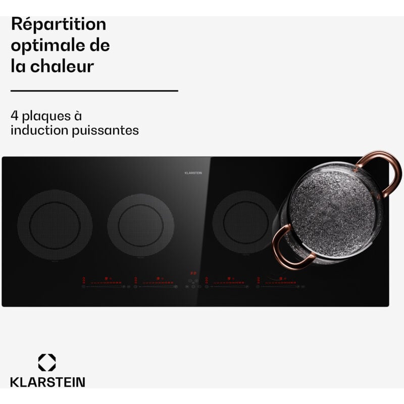 Klarstein - Plaque Induction en Céramique 11600W, Plaque de Cuisson Electrique à Induction, Plaque Induction 5 Feux, Tables de Cuisson, Plaques
