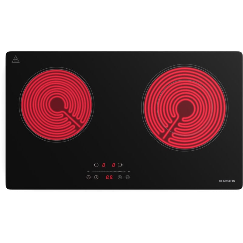 Klarstein - Plaque vitrocéramique - 60 cm, Design mince 2 feux vtc avec Commande tactile, Minuterie numérique & Verrouillage parental – Surface