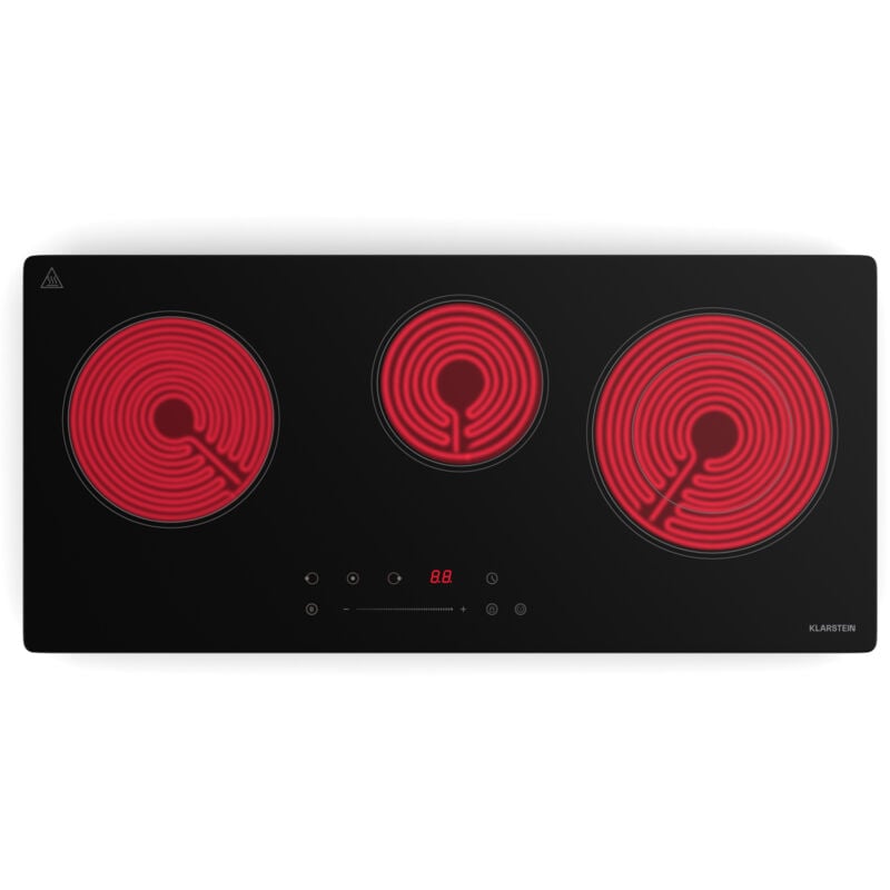 Klarstein - Plaque vitrocéramique - 75 cm, 3 Feux vtc avec commande tactile, Minuterie & verrouillage parental – Design compact & surface facile à