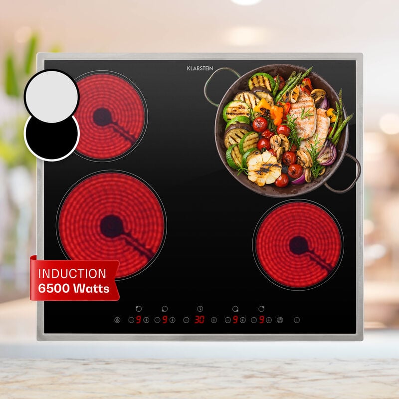 Plaque Vitroceramique Encastrable 6500W, Table de Cuisson Induction, Plaque Induction 4 Feux, Plaque de Cuisson Induction avec Contrôle Tactile,