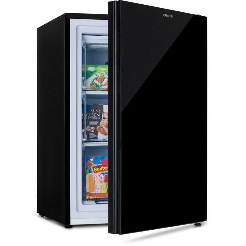 Klarstein - Pluto – congélateur 1 zone de refroidissement, thermostat à 5 niveaux, 0 à -18 ° c, avec façade en verre, pieds réglables en hauteur,