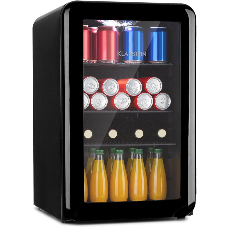 Klarstein PopLife Refroidisseur de boissons - mini-bar, réfrigérateur rétro, 0-10°C, seulement 39 dB, 70 L, écologique, porte à double vitrage,