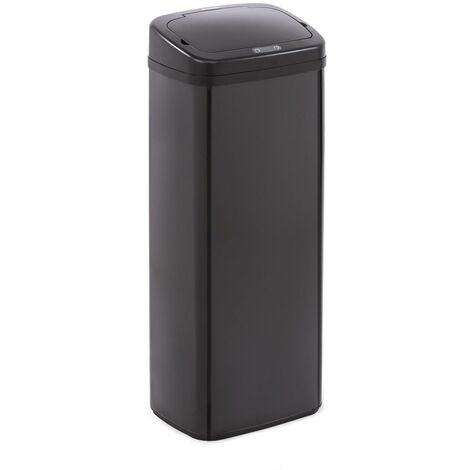 Klarstein – Poubelle de salle de bain 50 litres avec capteur – Couvercle en ABS noir – Dimensions 32,5 x 86 x 23 cm – Design élégant inox