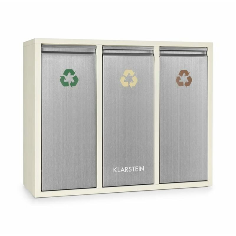 Klarstein - Poubelle écologique triple tri sélectif & recyclage 45L (3x 15L) beige