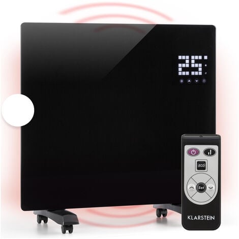 Klarstein Radiateur Electrique Mobile, Chauffage Electrique Mural 1000W à Faible Consommation d'Energie pour Maison, Salle de Bain, Convecteur, Radiateurs Electriques Silencieux, Thermostat, Roulettes