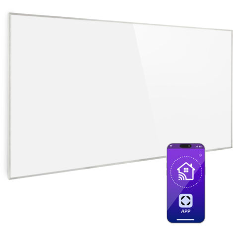 Klarstein – Radiateur infrarouge mural 600W – Panneau chauffant extra plat – Application mobile – Protection IP24 – Silencieux et faible consommation