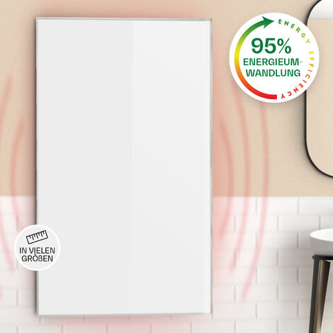 Klarstein – Radiateur infrarouge mural 600W – Panneau chauffant extra plat – Protection IP24 – Pour espaces clos – Thermostat intégré et minuterie