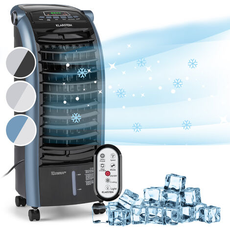 Klarstein Rafraichisseur d'Air 4 en 1, Climatiseur Portable, Humidificateur, Ventilateur, Ioniseur, Climatiseur Mobile Sans Évacuation, Pack Glacons, Réservoir 6L, 65W, Puissant Débit d'Air 444m³/h