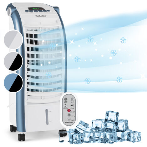 Klarstein Rafraichisseur d'Air 4 en 1, Climatiseur Portable, Humidificateur, Ventilateur, Ioniseur, Climatiseur Mobile Sans Évacuation, Pack Glacons, Réservoir 6L, 65W, Puissant Débit d'Air 444m³/h