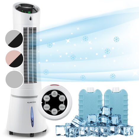 Klarstein Rafraichisseur d'Air Mobile 5 en 1, Refroidisseur d'Air par Evaporation avec Humidificateur, Ventilateur, Ioniseur, Climatiseur Mobile Sans Évacuation, Mode Nuit, 45W, Débit d'Air de 180m³/h