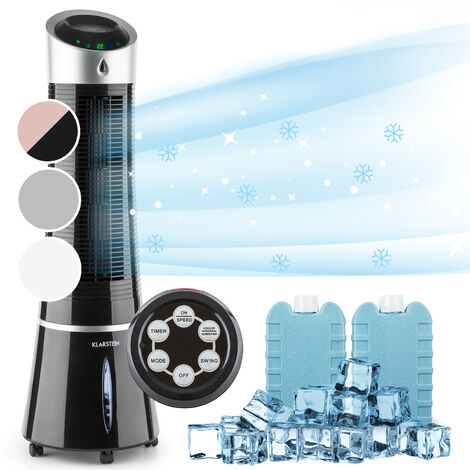 Klarstein Rafraichisseur d'Air Mobile 5 en 1, Refroidisseur d'Air par Evaporation avec Humidificateur, Ventilateur, Ioniseur, Climatiseur Mobile Sans Évacuation, Mode Nuit, 45W, Débit d'Air de 180m³/h