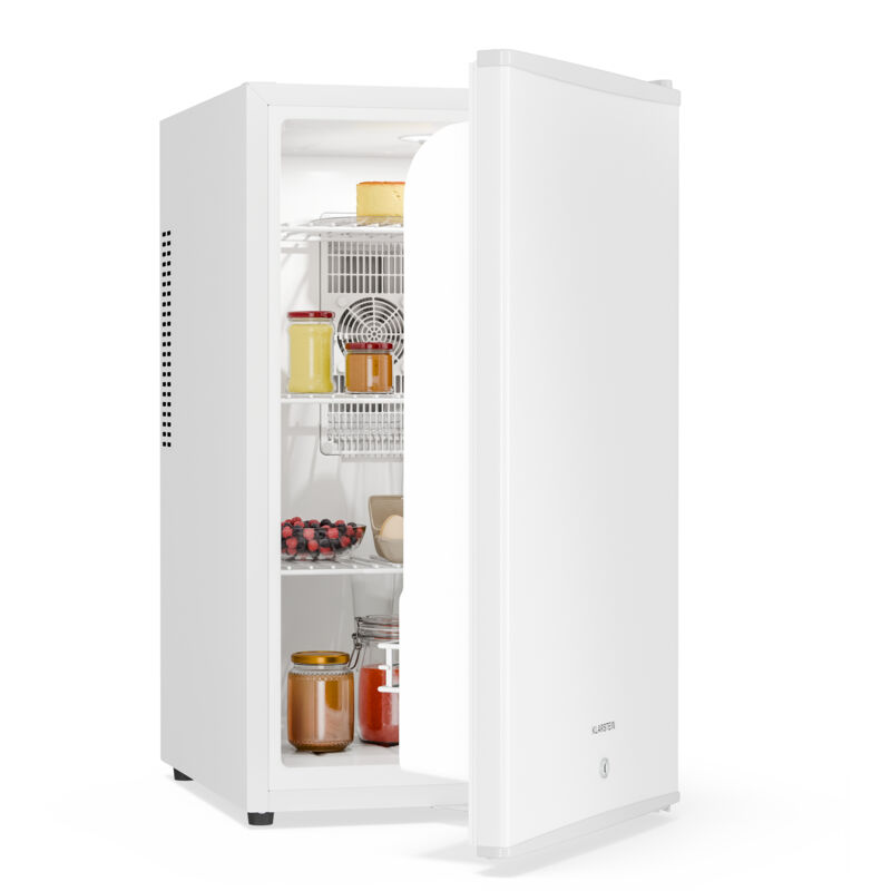 Klarstein refrigerator, mini fridge with glass door, 68L mini fridge for drinks, snacks & cosmetics, small & quiet refrigerator, adjustable shelves,
