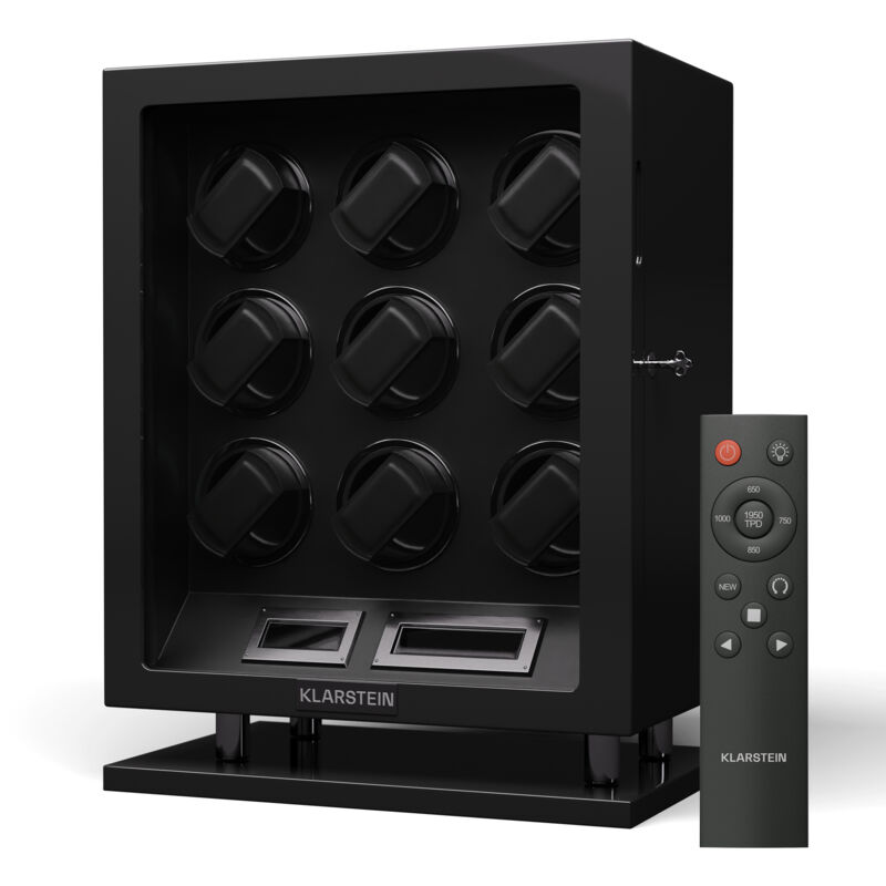 Klarstein - Remontoir Automatique de Montres, Boite a Montre Automatique Homme et Femme, Vitrine en Acrylique, Ultra Silencieux, 5 tpd et 3 Modes de
