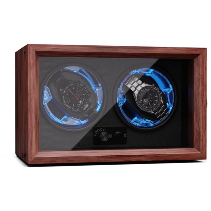 Klarstein Remontoir pour montres automatiques, remontoir de montre automatique pour 2 montres, remontoir de montre automatique avec porte en