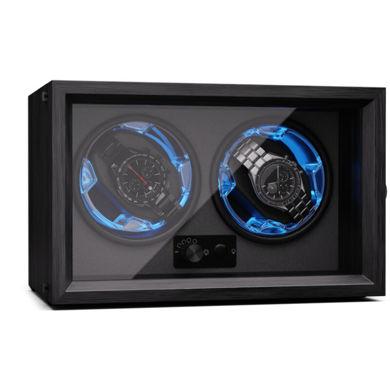 Klarstein - Remontoir pour montres automatiques, remontoir de montre automatique pour 2 montres, remontoir de montre automatique avec porte en