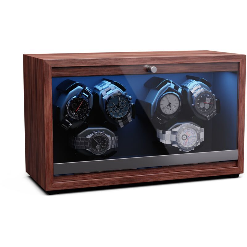 Klarstein - Remontoir pour montres automatiques, remontoir de montre automatique pour 6 montres, remontoir de montre automatique avec porte en