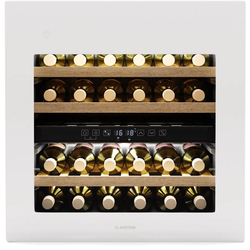 Klarstein - Rhone 36 Duo Cave à Vin - 36 Bouteilles, 2 Zones, 5-22°C, Éclairage led, Porte Push-to-Open uv, Silencieux, Frigo à Vin Noir