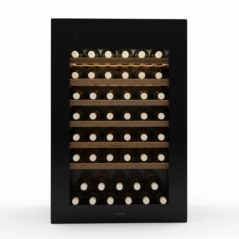 Klarstein Rhone 59 Uno Wine Fridge - 59 Bottle Capacity, Single Zone, 5-20°C, LED Control, Push-to-Open Door, UV Protection, Quiet Operation, Black