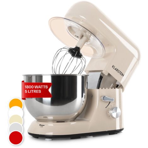 Klarstein – Robot pâtissier 1800W – Bol inox 5,2L – 6 vitesses – Système de rotation planétaire – Crochet pétrisseur pour pâte à pain - BOL 5 L