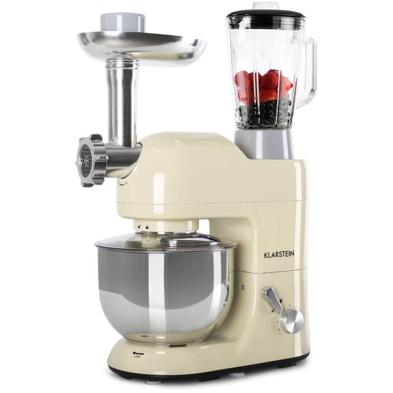 Klarstein - Robot Patissier Multifonctions, Batteur sur Socle, Bol 5L, Robot Cuisine 2000W, Blender 1.5L, Robot Multifonction Petrin Boulangerie,