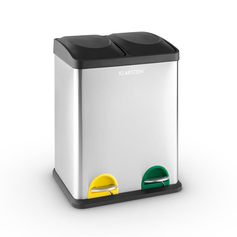 

Sistema ecológico 2 x 18 Cubo de basura de acero inoxidable 36 litros Reciclaje