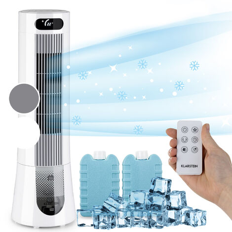 Klarstein Skyscraper Frost Climatizador evaporativo 45 W 7 litros 2 bloques refrigeración Móvil - Blanco