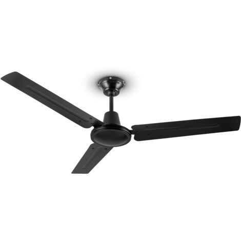 Klarstein Spin Doctor ventilateur de plafond 122 cm 55 W 3 pales inox - noir