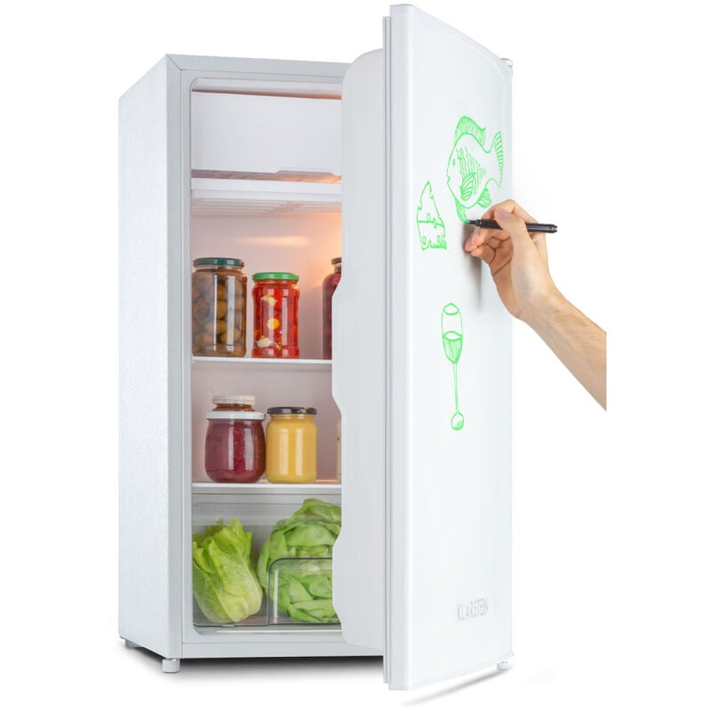 Klarstein Spitzbergen - Réfrigérateur, classe d'efficacité énergétique E, compartiment congélateur, design ZestfulART : porte inscriptible avec