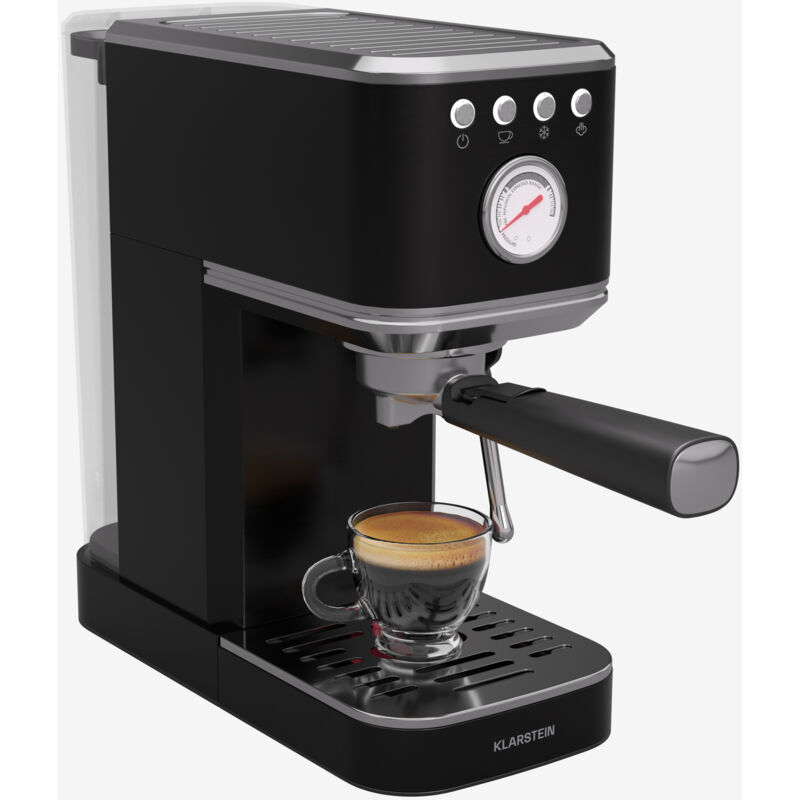 Klarstein - SteelPresso Slim Machine à expresso – 20 bars, 1350 w, buse vapeur, réservoir 1,2 l, acier inoxydable, compacte, facile à utiliser, noire