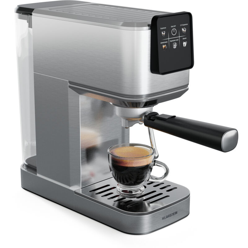 Klarstein - Steelpresso Slim Touch Espresso Machine – 20-bar, 1350w, With Milk Frother, Compact Design, 1.2l Water Tank, Stainless Steel, Touch