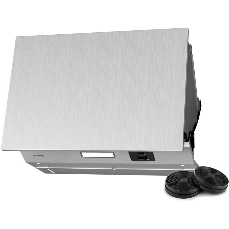 Klarstein - Swift Square Hotte Aspirante, 60cm Hotte Cuisine Aspirante, Débit 402 m³/h, Double Moteur ac, Éclairage led 2W, Filtre à Charbon Actif,
