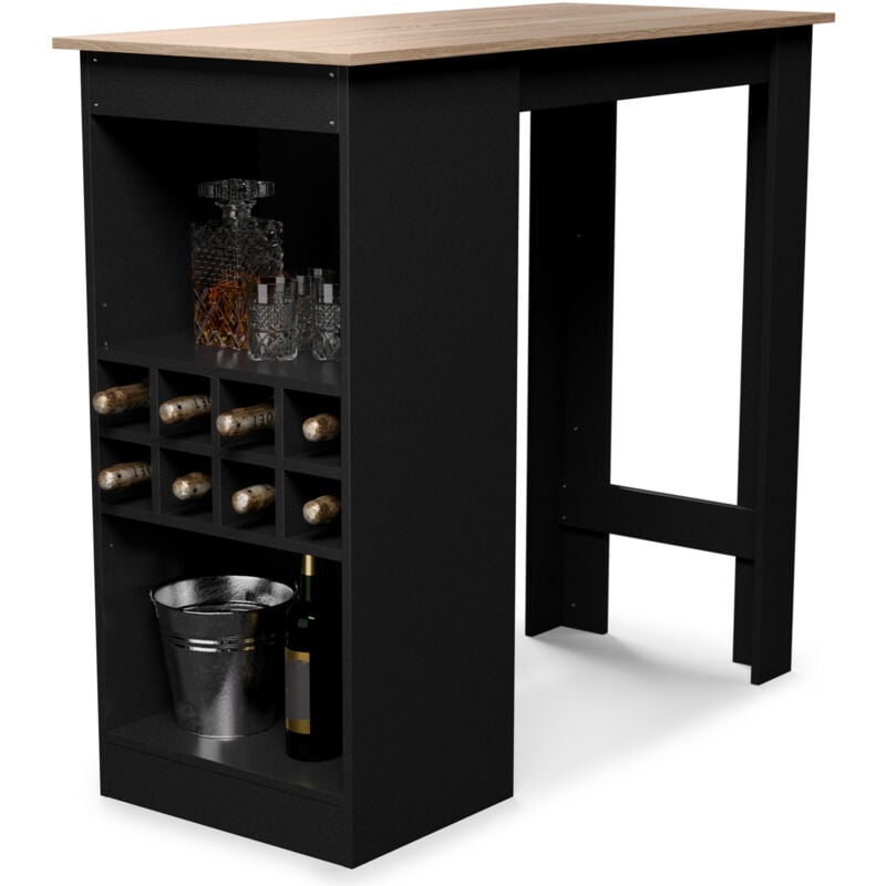 Blumfeldt - Klarstein Table Haute de Bar 110 cm, Table Mange Debout de Cuisine, 3 Etagères Réglables, Revêtement en Mélaminé, Facile à Assembler,