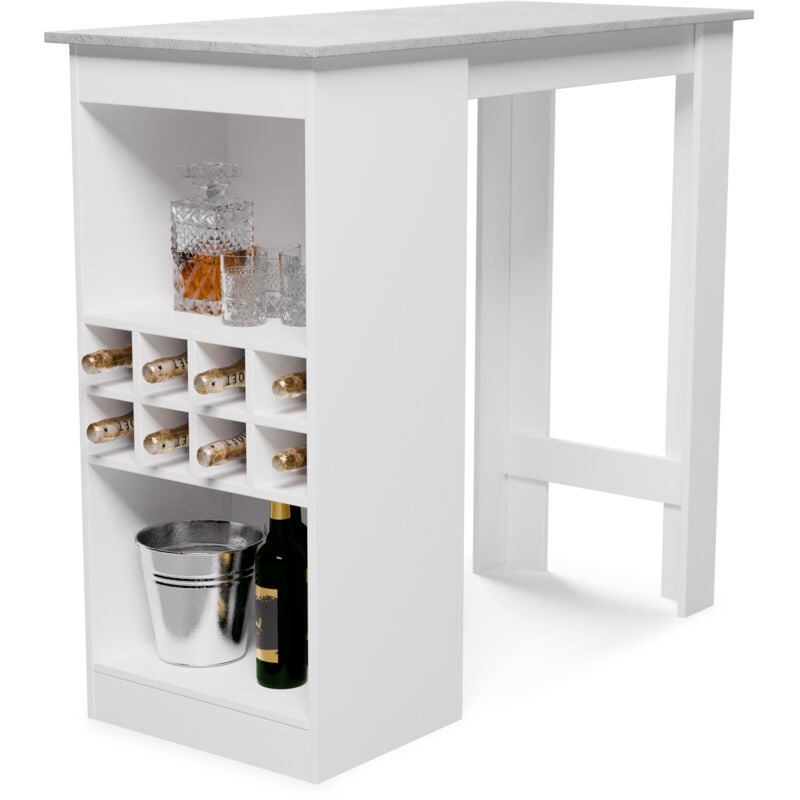 Blumfeldt - Klarstein Table Haute de Bar 110 cm, Table Mange Debout de Cuisine, 3 Etagères Réglables, Revêtement en Mélaminé, Facile à Assembler,